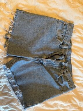 Wrangler Light Blue Boyfriend Denim Shorts with Frayed Hem